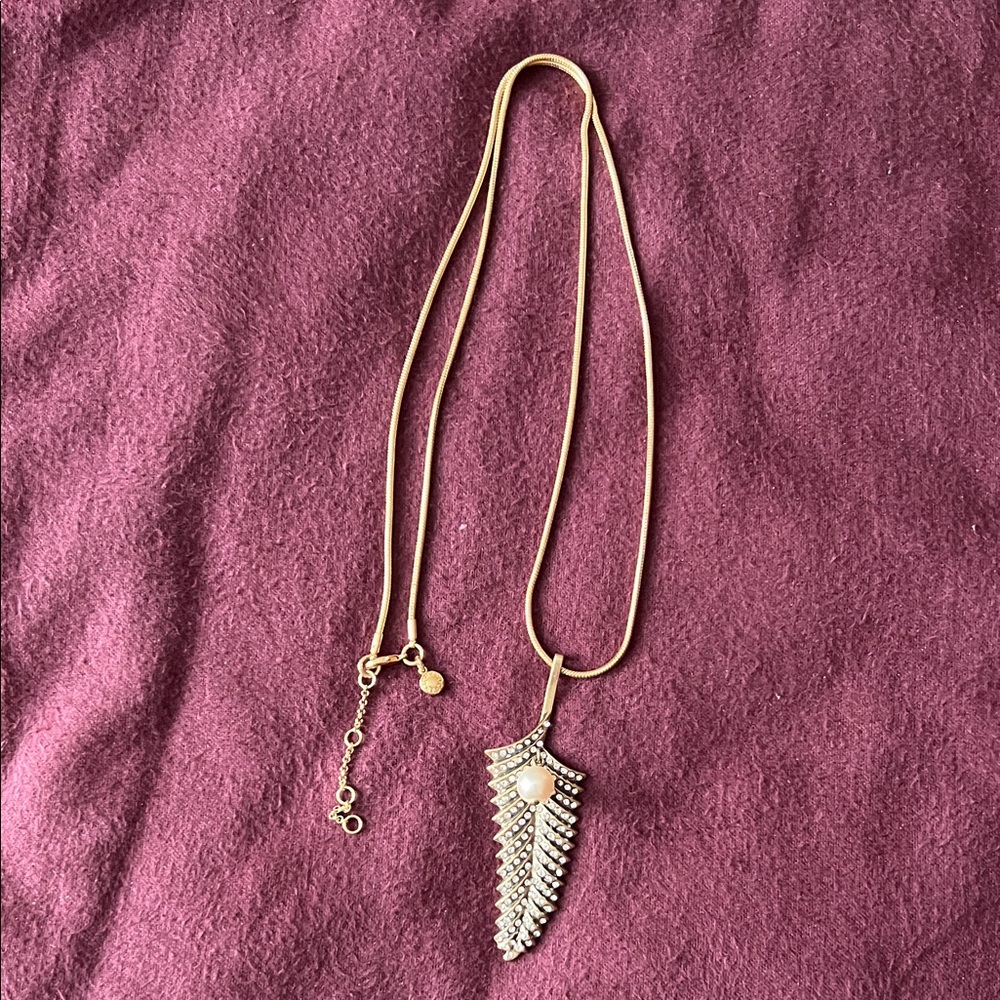 J. Crew Gold Leaf Pendant Necklace
